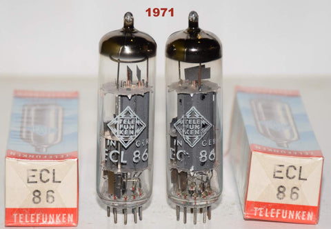 (!!!!) (Best Pair) ECL86=6GW8 Siemens Halske branded Telefunken Germany NOS 1971 (1.0/1.1ma and 36ma/36ma) 1-3% matched