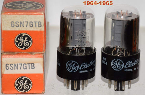 (!!!!) (Recommended Pair) 6SN7GTB GE NOS 1964-1965 (7.4/8.0ma and 7.8/8.8ma) (smooth) (Schiit Freya, Rogue)