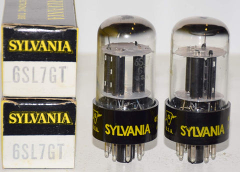 (!!!!) (Recommended Pair) 6SL7GT Sylvania NOS black plates 1960's same build (1.9/2.2ma and 2.0/2.2ma) 1-3% matched