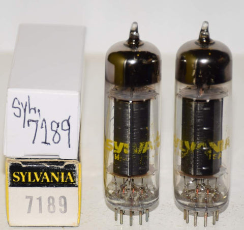 (!) (PAIR) 7189 Sylvania black plate NOS and like new 1960's (52ma and 56ma)