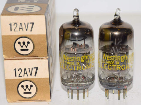 (!!) (1 PAIR) 12AV7 GE branded Westinghouse NOS 1963 (15.6/17.8ma and 15/16.2ma)