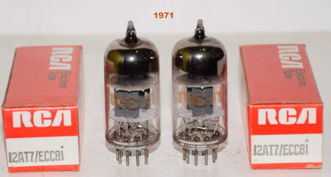(!!!) (Recommended Pair) 12AT7 RCA gray plates NOS 1971 (7.2/8.0ma and 7.6/6.6ma) (close Gm)