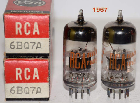 (!!!) (Recommended Pair) 6BQ7A RCA black plates NOS 1967 (16.5/14ma and 15.5/18ma)