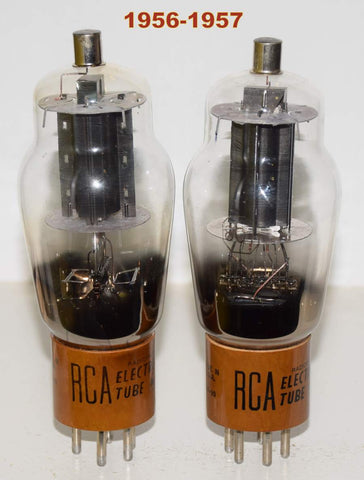 (!!!!) (Recommended Pair) 807 RCA black plate NOS and used/like new 1956-1957 same build large getters (61ma and 63.5ma)