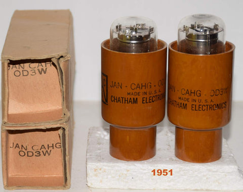 (!) (Best Pair) 0D3W Chatham by Tungsol NOS 1951 (high stability 0D3) (argon)