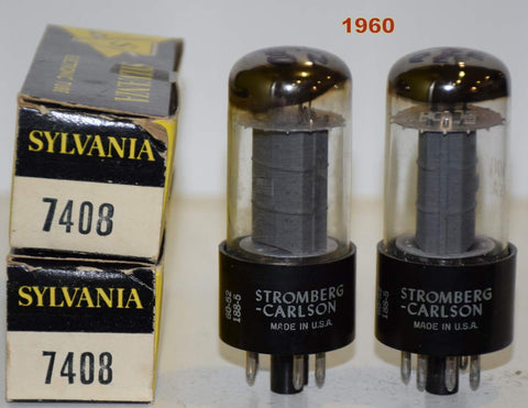 (!) (PAIR) 7408=6V6GT GE Stromberg Carlson 1960 used/good (37.2ma and 39.2ma)