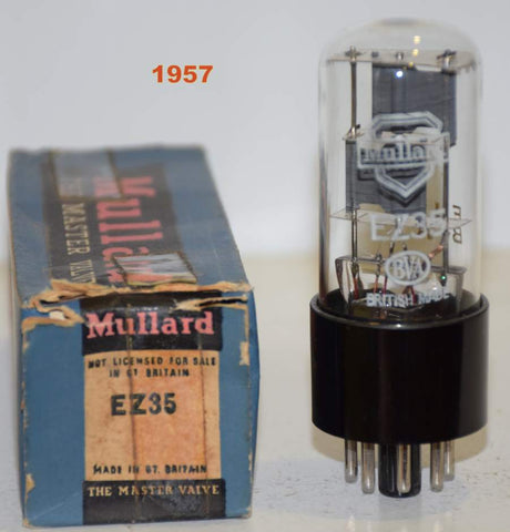 (!!) (Best Value) EZ35=6X5GT Mullard gray plates NOS 1957 (52/40 and 53/40) (rich sound, great mids, smooth)