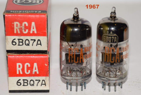 (!!!!) (Best Pair) 6BQ7A RCA black plates NOS 1967 same date codes (15/14.5ma and 13.5/16.5ma)