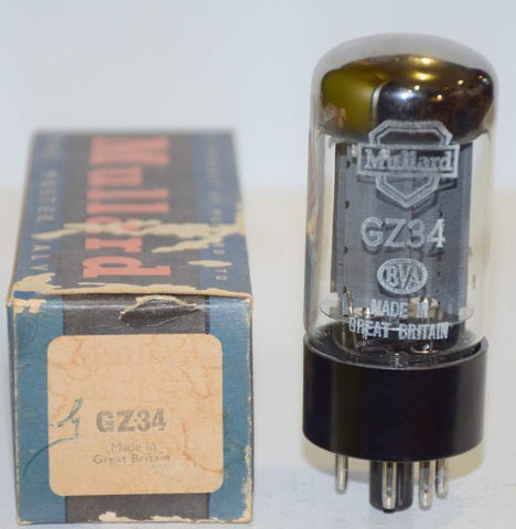 (!!!) (Recommended Single) GZ34 Mullard UK shield logo NOS 1962 (58/40 and 58/40)