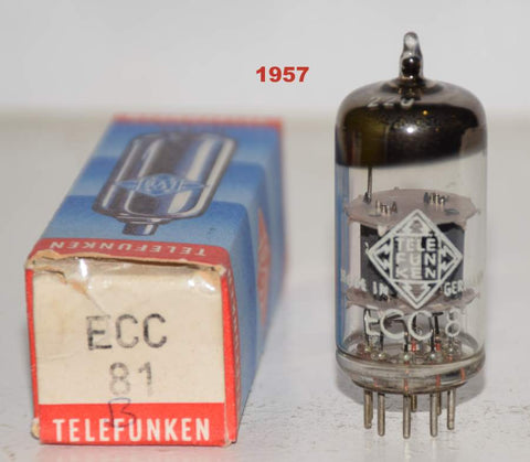 (!!!) (Best Single 1957) 12AT7=ECC81 Telefunken Diamond Bottom NOS 1957 (9.2ma/9.8ma) (mic)