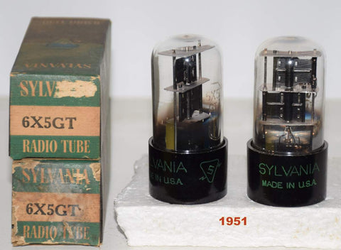 (!!!!) (Best Sylvania Pair) 6X5GT Sylvania NOS 1951 (50-53/40 and 52-53/40)