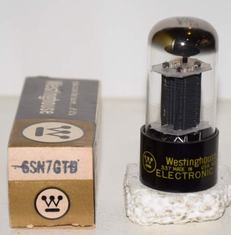 (!!!!) (Best Westinghouse Single) 6SN7GTB Westinghouse USA black plates NOS 1963 (8.2/8.0ma)