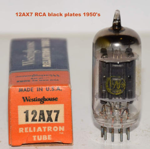 (!!!!) (Best Single) 12AX7 RCA black plates branded Westinghouse 