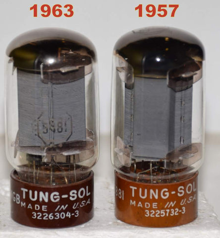 (!!!) (PAIR) 5881 Tungsol tests like new 1957 and 1963 with broken center guide pins - see photo (72.5ma and 68.2ma)