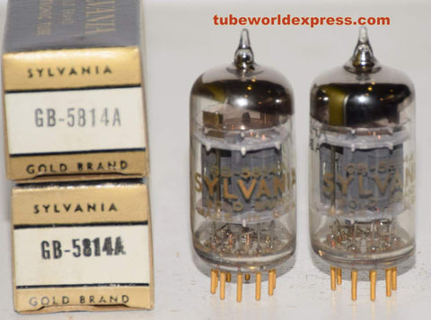 (!!!!) (Best Pair) GB-5814A Sylvania Gold Brand Gold Plins NOS 1960's (9.8/9.2ma and 9.4/9.6ma) (same Gm)