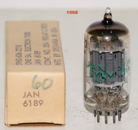 (!!!) (Single) JAN-6189=12AU7WA Sylvania NOS 1968 (8.2/9.4ma)