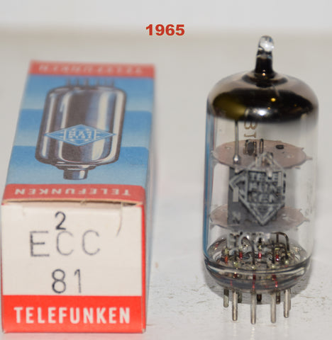 (!!!!) (SINGLE) ECC81=12AT7 Telefunken Germany <> bottom NOS 1965 (9.8ma/13.4ma)