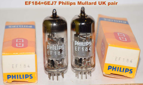 (!!!) (BEST PAIR) EF184 Mullard branded Philips NOS 1965 (10.2ma and 10.6ma) 1-5% matched