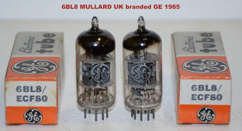 (!!!!) (Best Value Pair) ECF80=6BL8 Mullard rebranded GE NOS 1965-1966 (15/16.5ma and 11.2/11.8ma)