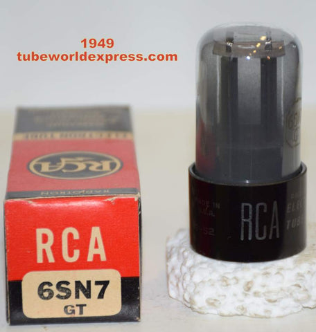 (!!!) (Best Single 1949) 6SN7GT RCA black plates coated glass NOS 1949 (9.4/9.8ma)