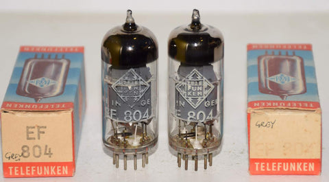 (!!!) (BEST PAIR - BEST SOUND) EF804 Telefunken gray shield NOS 1968 (3.0/3.0ma) 1-2% matched