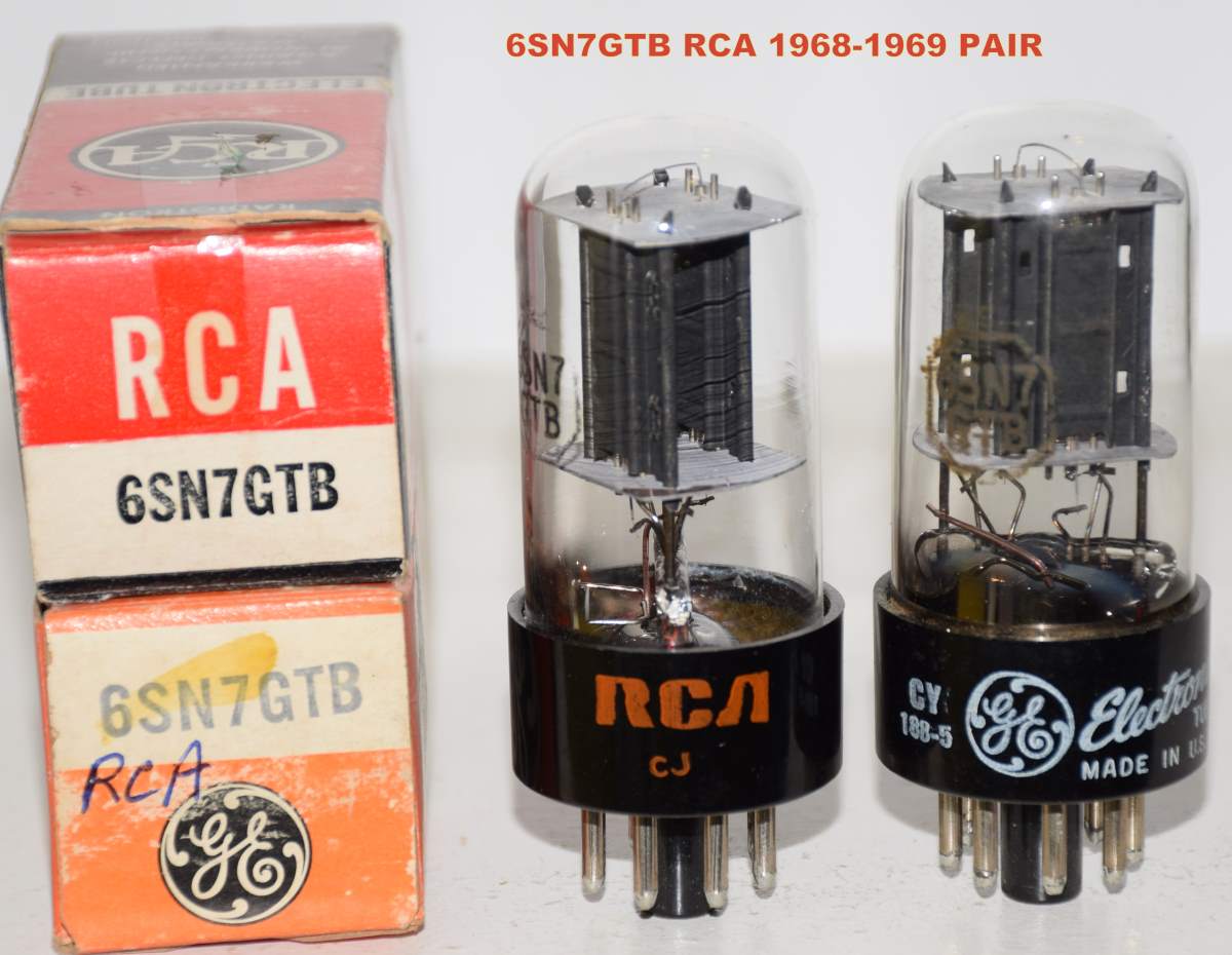 (!!!!) (Best Pair) 6SN7GTB RCA NOS 1968-1969 same build (9.8/10.8ma and  9/11ma)