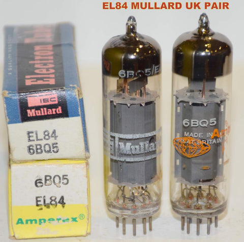 (!!!!) (Best Mullard Pair) EL84 IEC Mullard UK NOS 1969-1972 (46ma and 48ma)