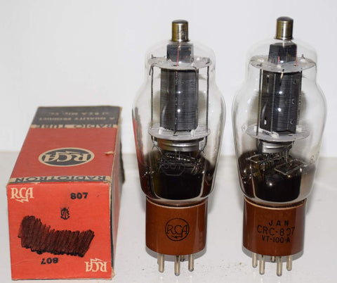 (!!!!) (Recommended Pair) 807 RCA black plate NOS 1940's same build (60ma and 64ma)