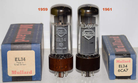 (!!!!!) (Best Overall Pair) EL34 Mullard UK XF1 NOS 1959-1961 double 
