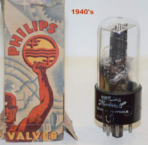 (!!!!) (Recommended Single) 6X5GT Philips Miniwatt Australia NOS 1940's (54/40 and 56/40)