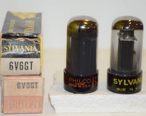 (!!!) (Recommended Pair) 6V6GT Sylvania coated glass NOS 1950's (39.0/40.6ma)