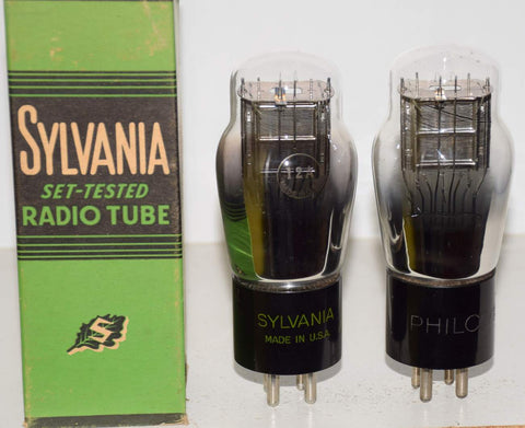 (!!!) (Best Value Pair) 12A Sylvania NOS and Philco like new 1930's - 1940's same build (6.7ma and 6.8ma)