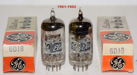 (!!!!) (BEST PAIR) 6DJ8 Sylvania branded GE NOS 1961-1962 (21.6/23ma and 21.5/22ma)