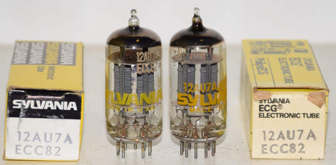 (!!) (Best Value Pair) 12AU7A Sylvania NOS 1970-1975 (9.0/9.1ma and 9.0/8.8ma) (Close Gm)