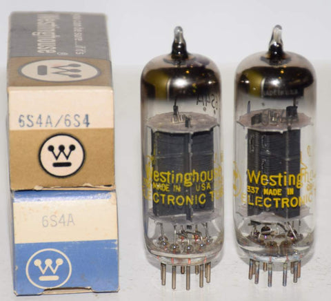 (!!) (Recommended Pair) 6S4A Westinghouse black plate NOS -1963 era (20ma and 21.2ma)