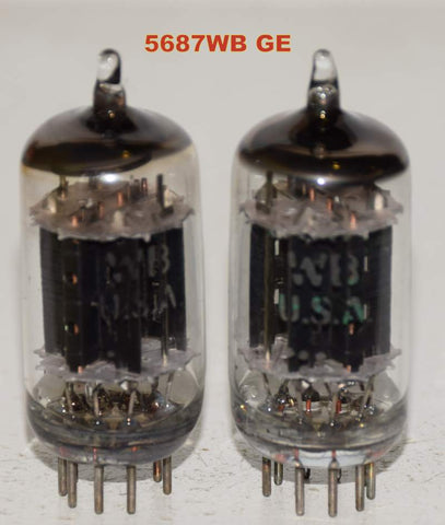 (!!!!) (Good Value Pair) JAN-5687WB GE used/good 1970 era (29.5/31ma and 29.2/29.6ma)