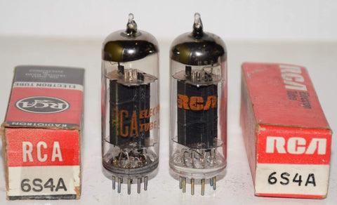 (!!) (Recommended PAIR) 6S4A RCA USA black plate NOS 1960's - 1970's (25.5ma and 28.5ma) (Highest mA and Gm)