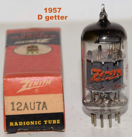 (!!!!) (Recommended Single 1957) 12AU7A Zenith Sylvania D getter NOS 1957 (13.0/13.2ma)