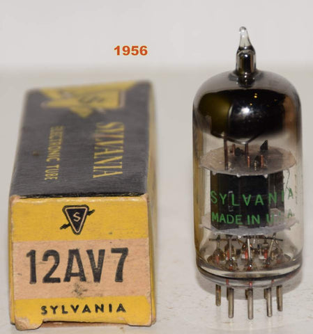 (!!) (Single) 12AV7 Sylvania black plates D getter NOS 1956 (15.8/16.2ma)