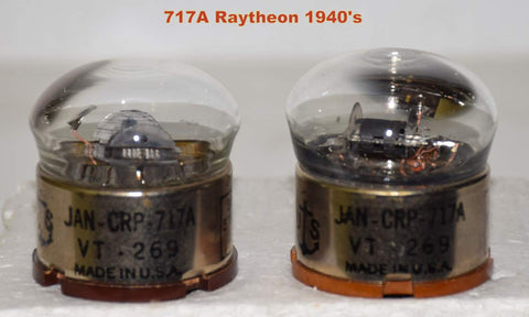 (!!!) (Best Value Pair) JAN-CRP-717A=VT-269 Raytheon NOS 1940's (5.8ma and 5.9ma)