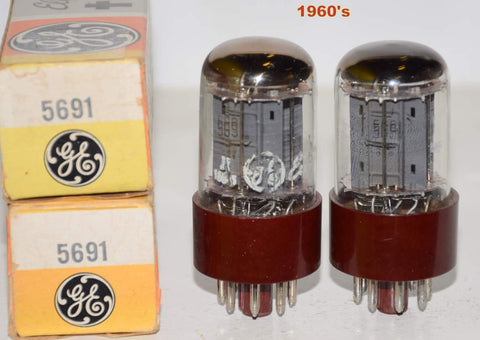 (!!!) (Best Value Pair) 5691 RCA Red Base gray plates rebranded GE NOS 1960's (2.1/1.8ma and