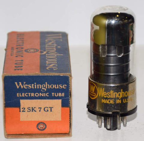 12SK7GT Sylvania branded Westinghouse chrome top NOS 1955 (8.5ma)
