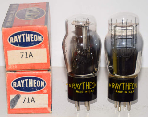 (!!!) (Good Pair) 71A Sylvania branded Raytheon NOS 1940's (25.8ma and 26.2ma)