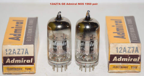 (!!!) (Recommended Pair) 12AZ7A GE Admiral black plates NOS 1960 (10/9ma and 9.2/10.5ma) (McIntosh MC275)