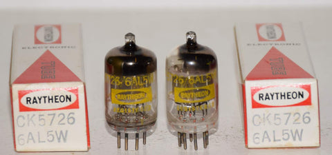 (!) (Best Pair #2) 5726=6AL5W Raytheon NOS 1960's (48-48/40 and 48-48/40)