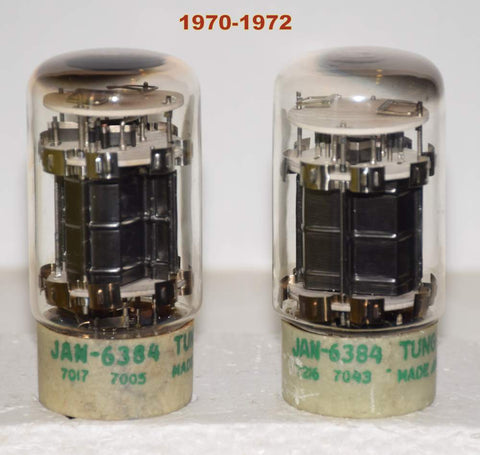 (!!!) (Recommended Pair) JAN-6384 Tungsol used/test like new 1970-1972 (62.5ma and 66ma)