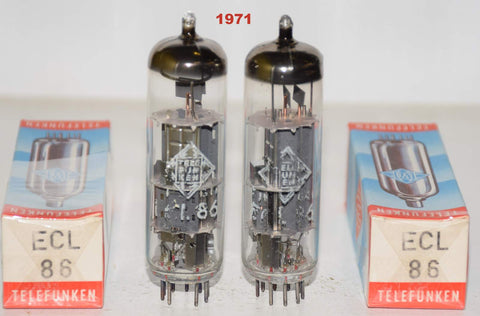 (!!!!) (Pair) ECL86=6GW8 Siemens Halske branded Telefunken Germany NOS 1971 (1.0/1.3ma and 43ma/44ma)