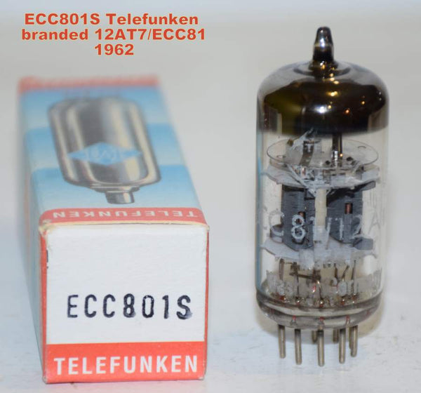 (!!!) (slightly microphonic single) ECC801S Telefunken bottom rebranded  12AT7/ECC81 Telefunken NOS 1962 (9.2ma/10.2ma)