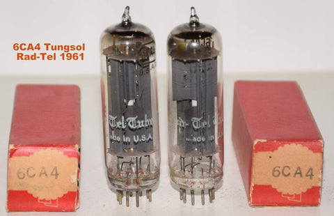 (!!) (Best Pair) 6CA4 Tungsol branded RAD TEL NOS 1961 (52/40 and 52/40 x 2 tubes) 1% matched
