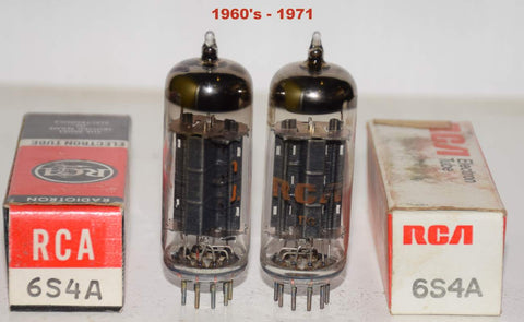 (!!) (2nd Best Pair) 6S4A RCA black plate NOS 1960's - 1971 (20.5ma and 20.0ma)